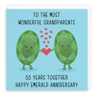 Image of Hunts England Large Grandparents 55th Anniversary Card To The Most Wonderful 55 Years Together Happy Emerald Iconic Collection 210 x mm