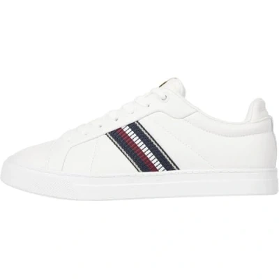 Image of Tommy Hilfiger ICON Court Stripes Trainers, Women&#039;s, Size: 6.5, Ecru Leather and textile