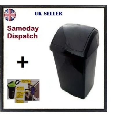 Image of WHITEFURZE Kitchen Large 50 Litre Plastic Swing TOP BIN Made in UK New (Black)