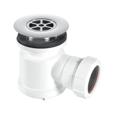 Image of McAlpine STW7 R Water Seal Shower Trap Chrome Plated Plastic Flange, White