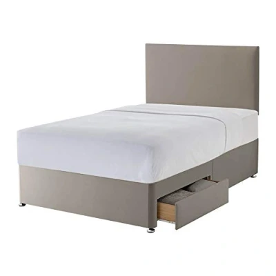 Image of Silentnight 2 Drawer Storage Divan Paris Headboard Sandstone Small Double