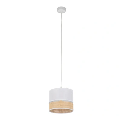 Image of Paglia Slim Pendant Ceiling Light White, Raffia 1xE27