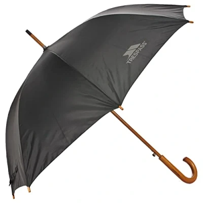 Image of Trespass Baum, Black, Umbrella with Wooden Handle, Black
