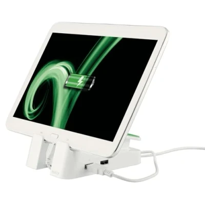 Image of Leitz 2 Port USB Charging Tablet Stand with Micro Cable, Complete Range 62280001 White