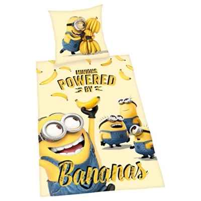 Image of Herding MINIONS Bedding Set, Reversible Motif, Duvet Cover 135 x 200 cm, Pillow Case 80 Cotton/Renforcé