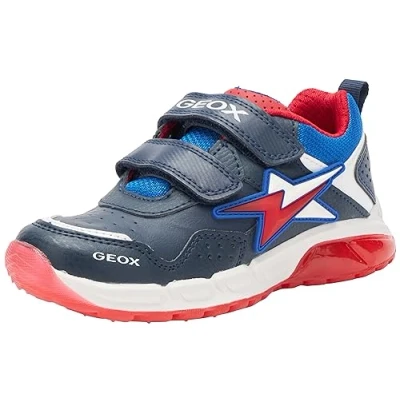 Image of Geox J Spaziale Boy Sneaker, Navy Red, 1.5 UK