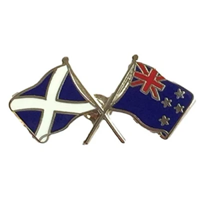 Image of Scotland &amp; New Zealand Flags Friendship Courtesy Enamel Lapel Pin Badge