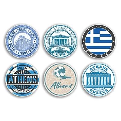 Image of 6 x 10cm Athens Vinyl Stickers Greece Greek Country City Travel Map Flag Holiday Luggage Design Gift #78837