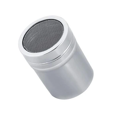 Image of Powdered Sugar Shaker,Stainless Steel Cocoa Powder Shaker Chocolate Icing Sifter Mesh Cans with Lid for Coffee Cappuccino Latte (S)