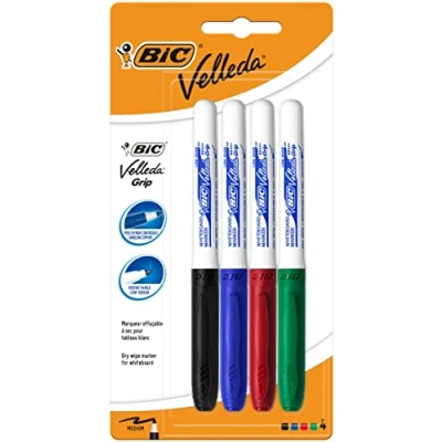 Image of BIC Velleda Grip Whiteboard Markers Assorted (Pack of 4)