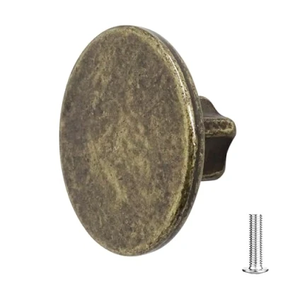 Image of Decoranddecor Vesta 40mm Round Kitchen Cabinet Furniture Knob Zinc Alloy (1 Pack, Antique Brass)