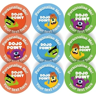 Image of 144 Personalised Dojo Points 30mm Reward Stickers for School Teachers, Parents and Nursery