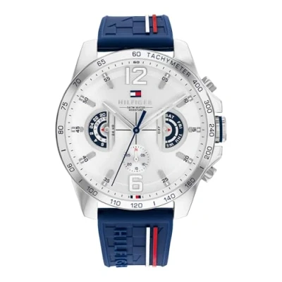 Image of Tommy Hilfiger Analogue Multifunction Quartz Watch for Men with Navy Blue Silicone Bracelet 1792239