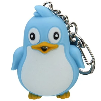 Image of ZHOUBA Cute Animal Penguin LED Light with Sound Key Chain Ring Torch Xmas Gift (Blue)