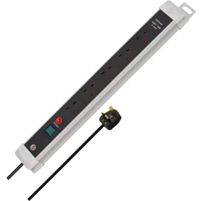 Image of Brennenstuhl Premium Line FB, 5 way extension lead with 2 USB charging ports (switch and 3m cable, Safety Fuse Button, Made in Germany) grey/black