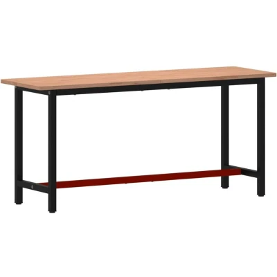 Image of &quot;vidaXL Wooden Workbench Solid Beech Wood and Metal Frame Work Table Bench Tool with Large Working Area for Workshop Garage&quot;