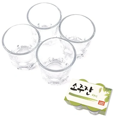 Image of Korean Soju Shot Glasses Set, Also for Whiskey,Tequila,and Liquor, Dishwasher Safe Clarity Glassware, 1.7 oz (4PCS)
