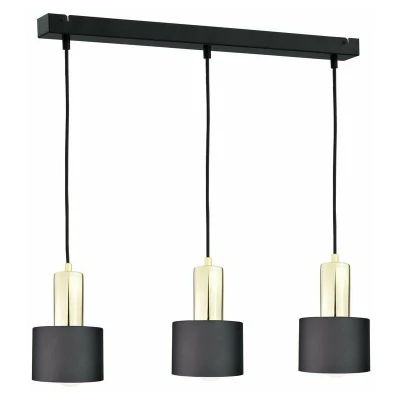Image of Luce Bar Pendant Ceiling Light Black, Gold, 60cm, 3x E27