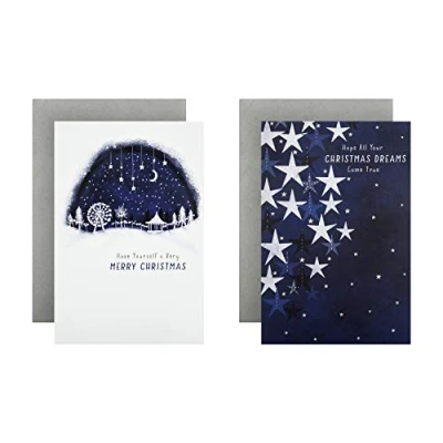 Image of Hallmark Charity Christmas Cards 12 in 2 Contemporary Starry Skies Designs