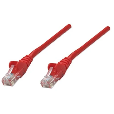 Image of Intellinet Network Patch Cable, Cat5e, 2m, Red, CCA, U/UTP, PVC, RJ45, Gold Plated Contacts, Snagless, Booted, Polybag