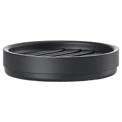 Image of Zone Denmark Rim Soap Dish, Dish Storage and Drip Tray for Solid Soaps, Round, Diameter 10.8 cm, Height 2.3 Black
