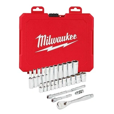 Image of Milwaukee 48 22 9404 1/4&quot; Drive 26pc Ratchet &amp; Socket Set SAE