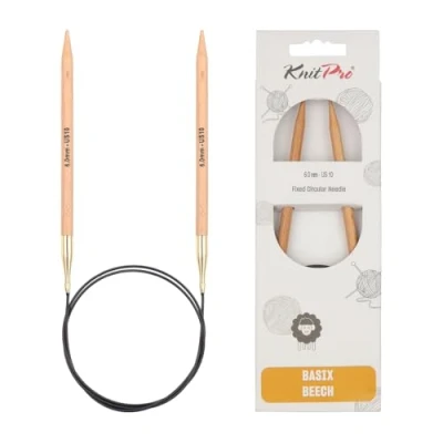 Image of KnitPro Basix Birch circular needle 60cm 6.00mm 3pcs, Braun
