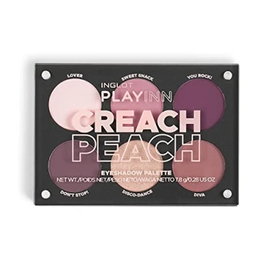 Image of Inglot PlayInn Creach Peach Eyeshadow Palette 6 Shadows in Tones of Pink and Gold for Everyday Evening Make up Easy application silky formula a perfect finish 7.8 g