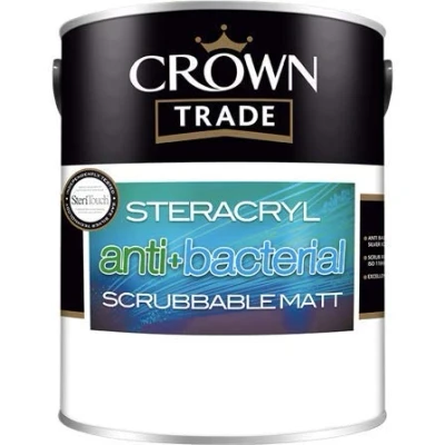 Image of Crown Trade Steracryl Anti Bacterial Scrubbable Matt White 5l