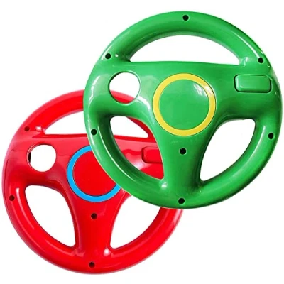 Image of DOYO Wii Steering Wheel Mario Kart Racing Game for Controller Red and Green（2 Pack）