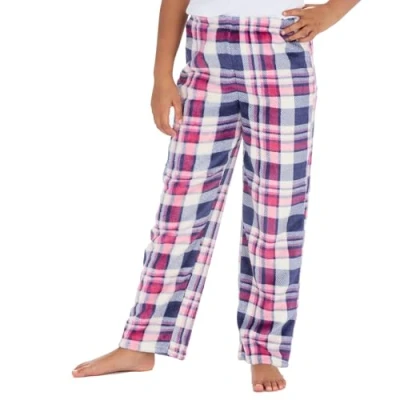 Image of Undercover Girls Soft Fleece Lounge Pants 15C649 Blue/Pink Check 9 10 Years