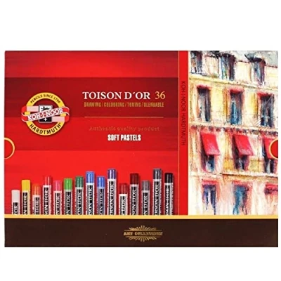Image of Koh I Noor Toison D&#039;Or 129189 Soft Pastels Set of 36 Assorted Colours in a Cardboard Box