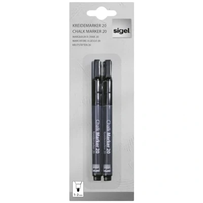 Image of SIGEL BA177 Chalk Marker 20, round tip 1 2 mm, Black, Pieces
