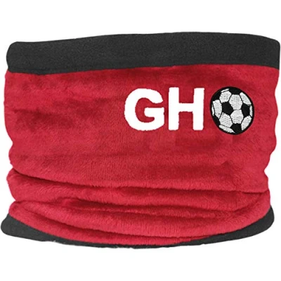 Image of TeddyTs Boy&#039;s Personalised Initials &amp; Football Fleece Sports Snood with Adjustable Toggle (Red)
