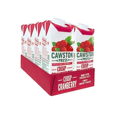 Image of Cawston Press Cranberry Pressed Juice 1 Litre Pack of Cartons All Natural Vegan No Added Sugar, (Pack 8)