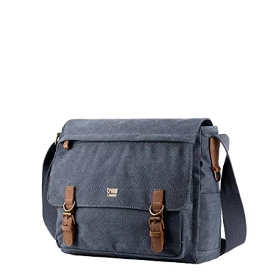 Image of Troop London TRP0207 Classic Canvas Laptop Messenger Bag Blue