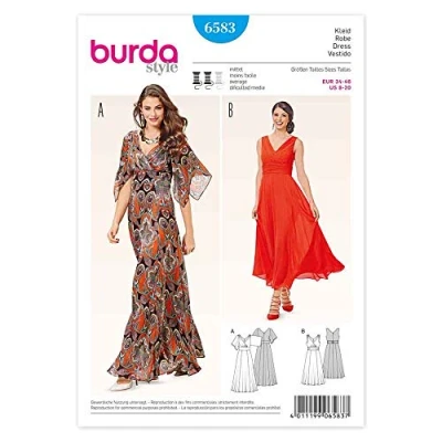 Image of burdastyle Burda B6583 Dress Sewing Pattern, Paper, White, 19 x 13 1 cm