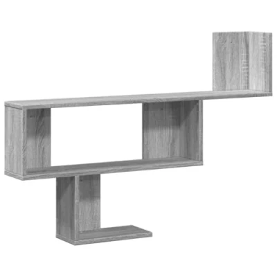 Image of vidaXL Wall Shelf Floating Storage Grey Sonoma Engineered Wood 100x15x70 cm Modern Space Saving Design