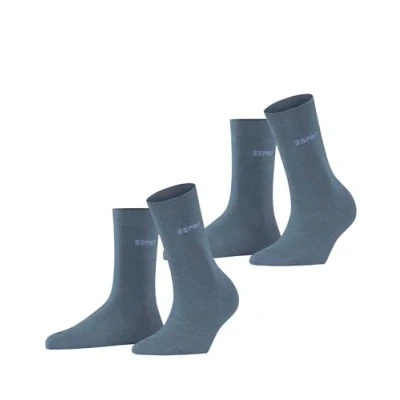 Image of ESPRIT Women&#039;s Uni 2 Pack W SO Cotton Plain Pairs Socks, Blue (Light Denim 6660), 5.5 8
