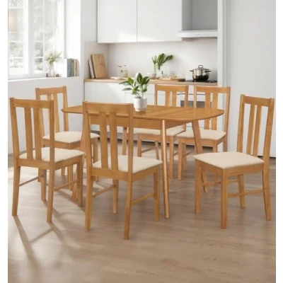 Image of Hallowood Furniture Aston Butterfly Extending Table and Chairs Set 6, Wooden Dining Chairs, Kitchen Table, Extendable &amp; Padded Seat Modern Room