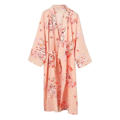 Image of Fancy Pumpkin Women&#039;s Kimono Robe Yukata Bathrobe Pajamas [Pink Cat]