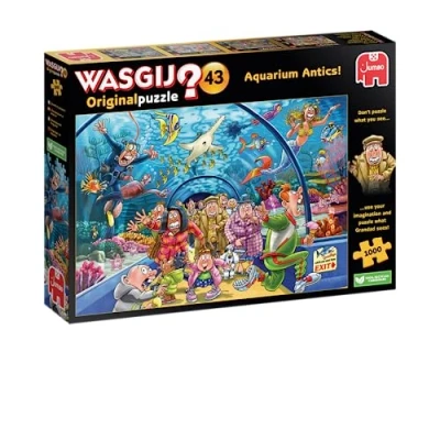 Image of Wasgij Original 43, Aquarium Antics 1000 Piece Jigsaw Puzzles for Adults Colourful,Fun,Challenging and Brainteasing Puzzle 100 Percent Recycled Cardboard 1000pcs Jumbo