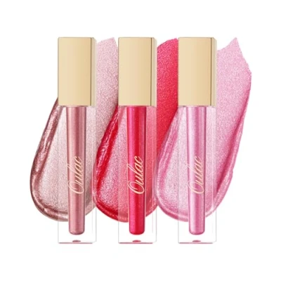 Image of Oulac Metallic Diamond Lip Gloss Set Waterproof &amp; Transfer Proof Liquid Lipstick Eyeshadow, Long Lasting with High Shine Finish, Vegan Clean Beauty Formula, 4.5ml*3(MD04+MD07+MD08)