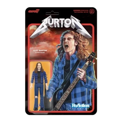 Image of Super7 Cliff Burton Reaction Figures (Flannel Shirt) Action Figure, 3.75 inch Scale, RE MTLC 06002