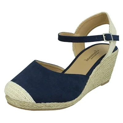 Image of Ladies Savannah Wide Fitting Wedges F2293 Navy Microfibre UK Size 6 EU 39 US 8