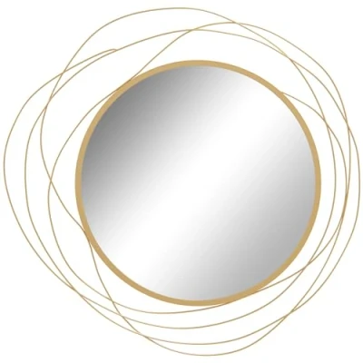 Image of HOMCOM Decor Wall Mirror, Metal Art, 65cm Round Mirror for Living Room, Bedroom, Dining Vanity, Gold Tone