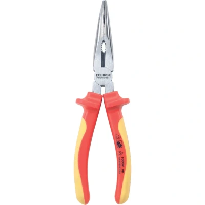 Image of Eclipse Professional Tools PWSF10748/11 VDE Bent Long Nose Pliers 200mm (8&quot;)