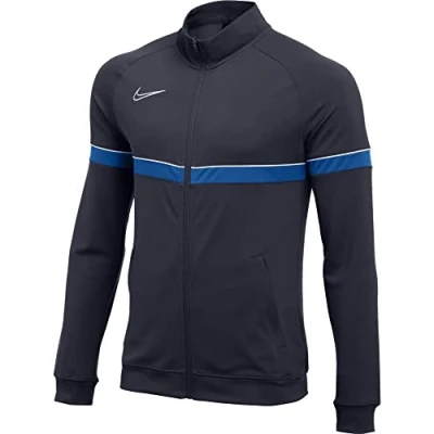 Image of NIKE Unisex Kids Academy 21 Zip Hood, Obsidian/White/Royal Blue/White, S UK