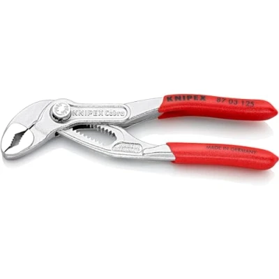 Image of Knipex Cobra® High Tech Water Pump Pliers chrome plated, with non slip plastic coating 125 mm 87 03