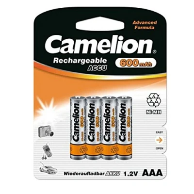 Image of Camelion 17006403 NI MH Rechargeable Batteries AAA or HR03, Pack of 4, Capacity 600 mAh, Rechargeable, for Electronic Devices to Ensure Optimal Energy Supply